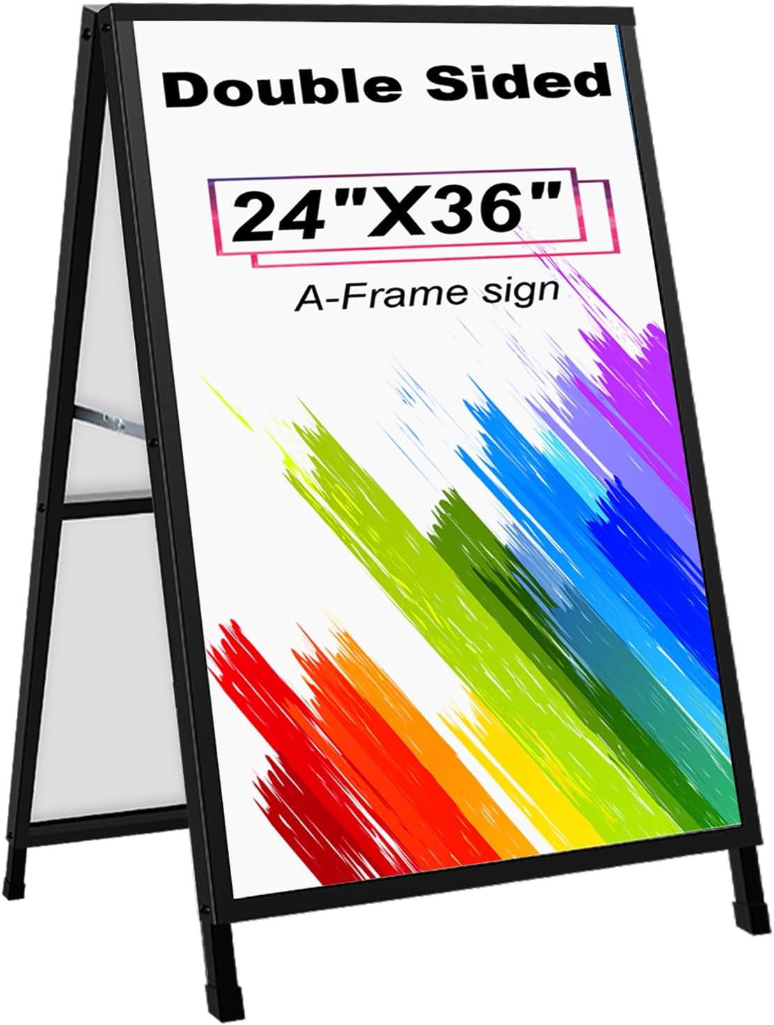 AKTOP Heavy Duty A Frame Sidewalks Signs 24 x 36 Inch, Double-Sided Metal Sandwich Board Slide-in Folding Outdoor Signboard, Large Display Sign Holder for Businesses Advertising Poster