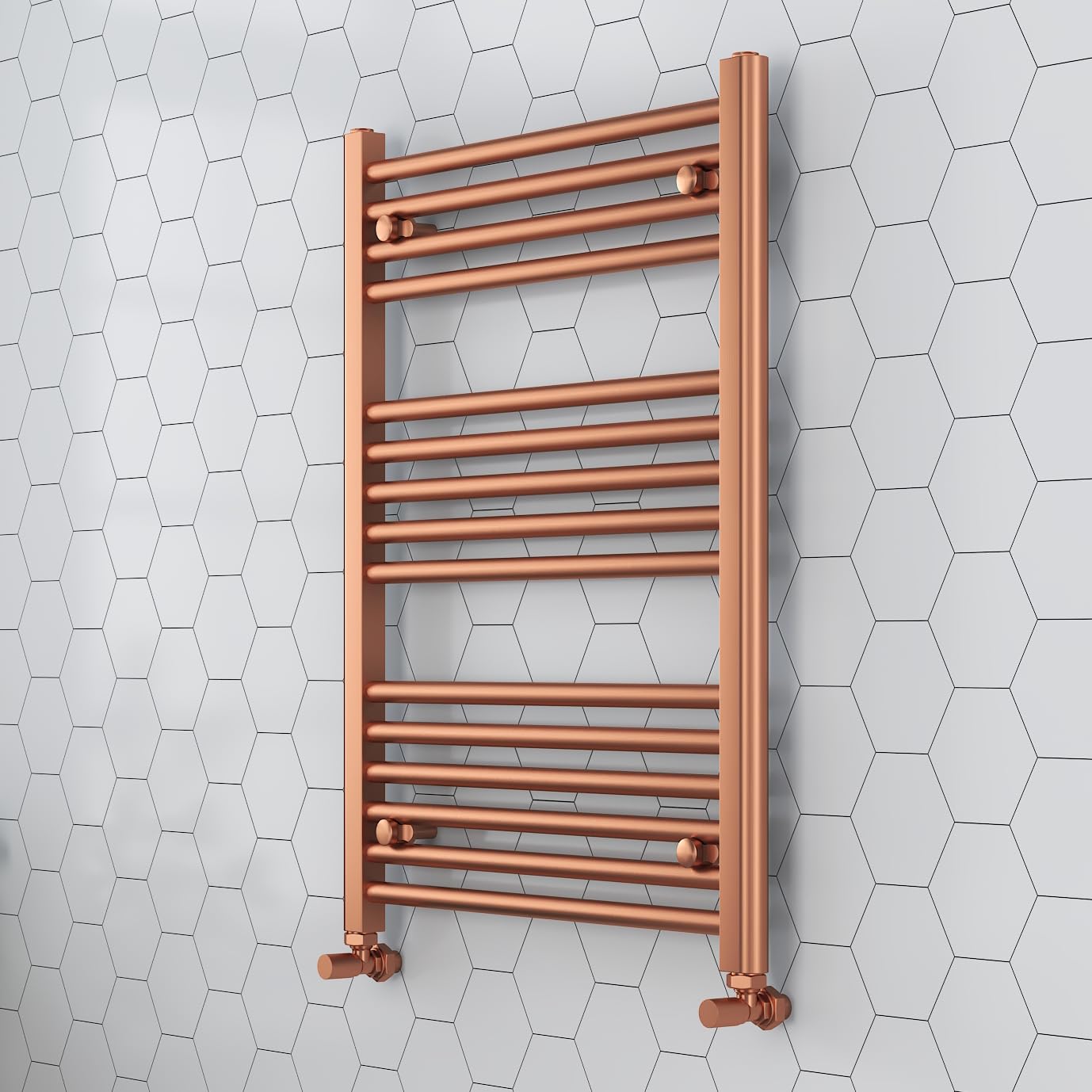 Nwt Direct Brushed Copper 600Mm (W) X 800Mm (H) Straight Heated Towel Ladder Rail Bathroom Radiator - 1624 Btus