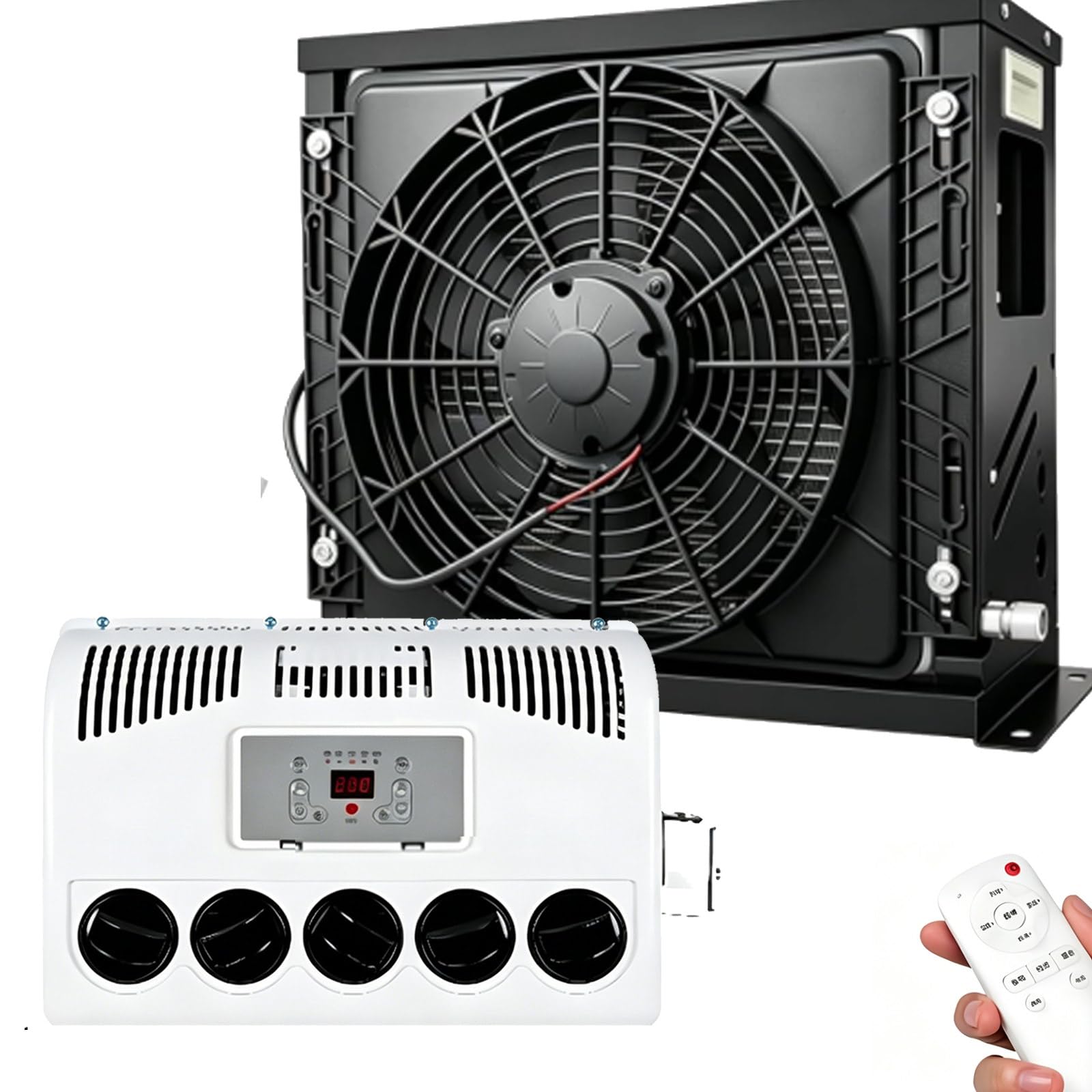 Osnzyc Black Truck Cab Air Conditioner, Mini Split Parking Ac Unit, Dc Inverter Air Conditioner, Silent -Fast Cooling, For Semi-Truck Tractor Pickup Trailer Sleep Cab -12V