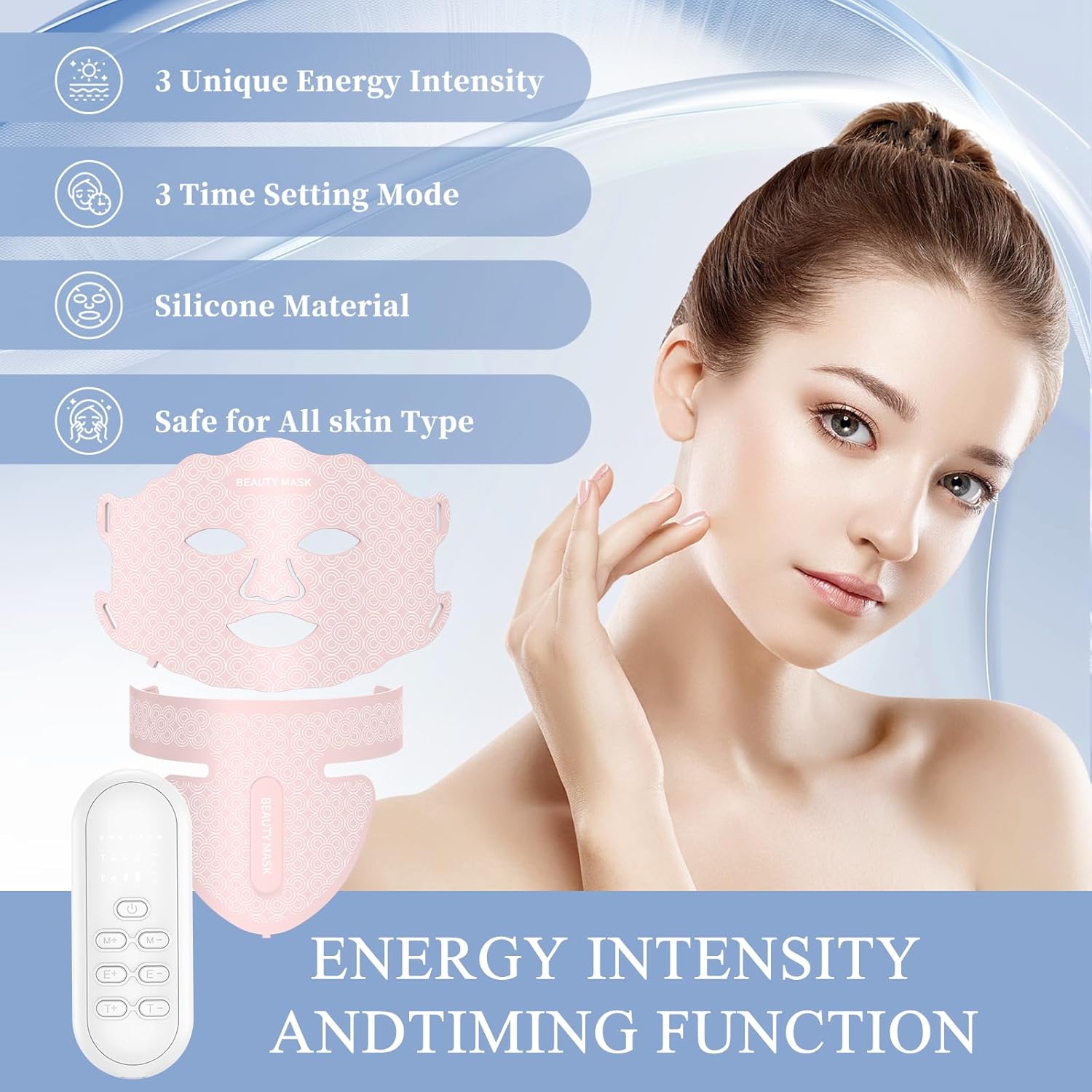 LED light therapy mask, Red Light Therapy for Face & Neck, 7 Colors Led Face and Neck Mask, can USB Charging with Controller, Firming and Sooth for Home Working Travel Yoga - Image 6