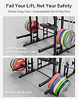 Vista 2 de Mikolo M4 2.0 Smith Machine, 2200lbs Squat Rack with LAT-Pull Down System & Cable Crossover Machine, Training Equipment with Leg Hold-Down Attachment