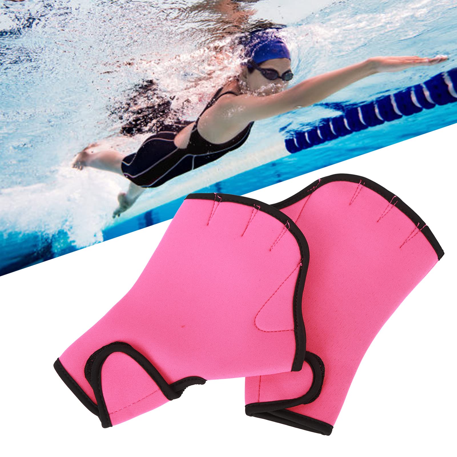 CHICIRIS Swimming Webbed Gloves, Half Finger Increase Propulsion 1 Pair Adjustable Wrist Closure Swimming Gloves for Training for Children (S)