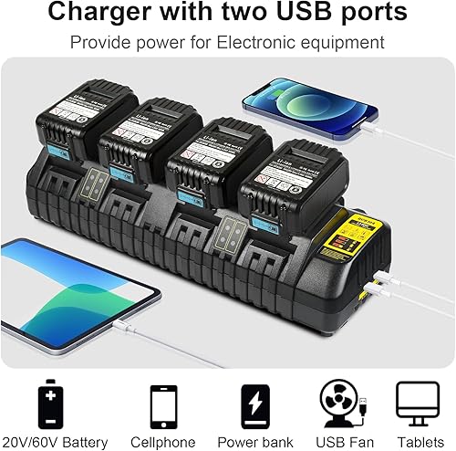 Miniatura 3 de DCB104 Reemplazo para cargador de batería Dewalt, carga simultánea para batería máxima de 12 V y 20 V, compatible con DCB124 DCB126 DCB200 DCB206