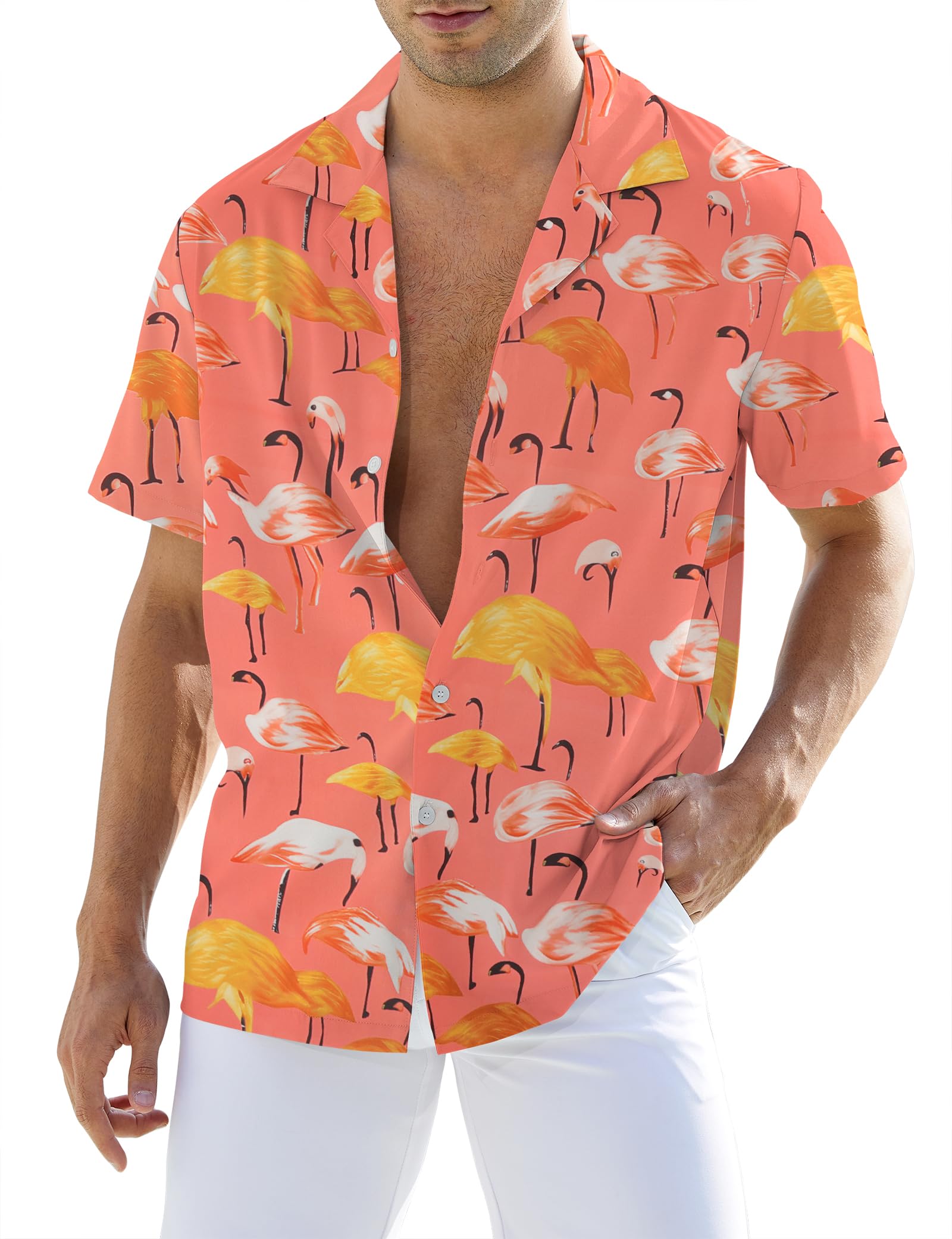 Atforna Camisa hawaiana para hombre, camisa hawaiana para hombre, camisa de verano de manga corta, camisa de playa, festival, atuendo de vacaciones, camisa de flores con botones