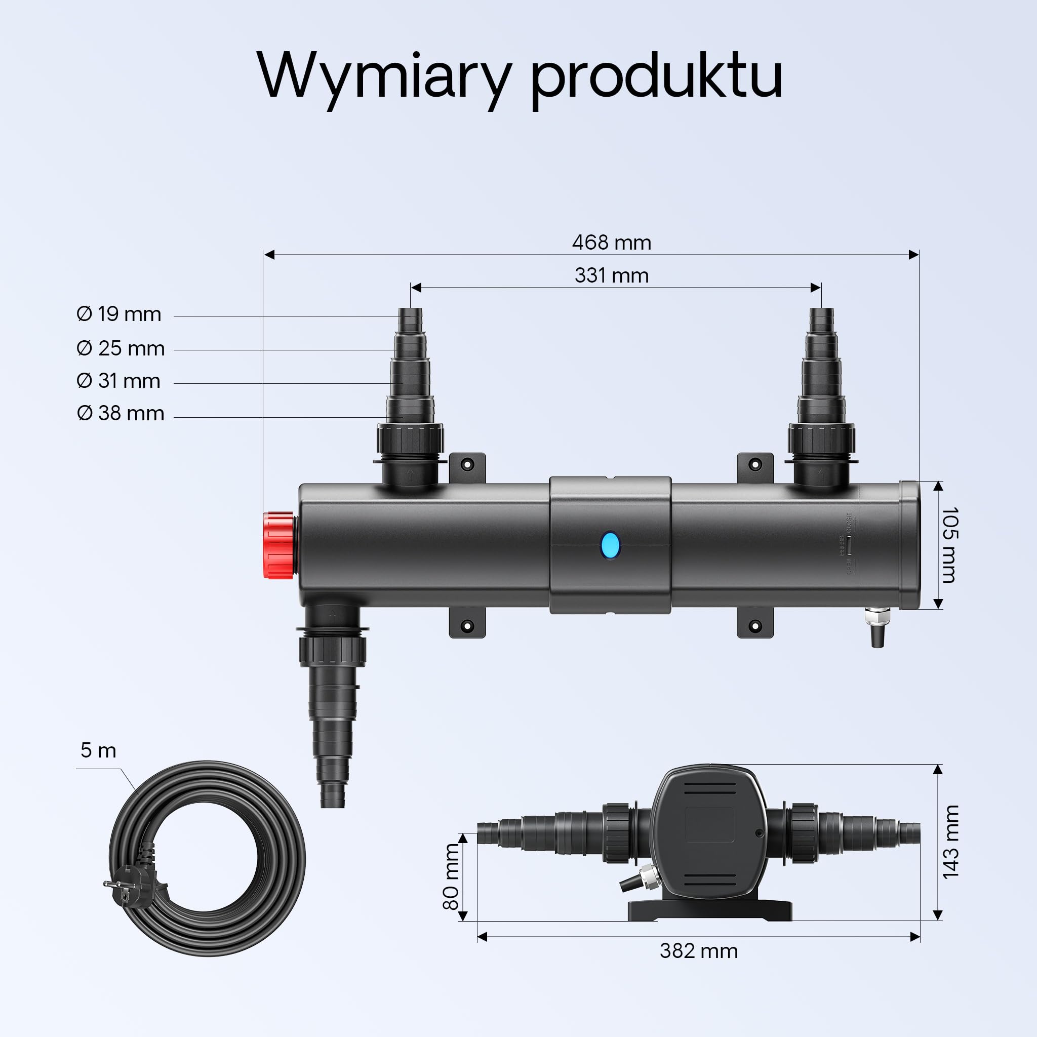 Zestaw filtrów do stawu o pojemności 12000 l z oczyszczaczem do stawu 18 W i pompą CTF ECO o mocy 20 W