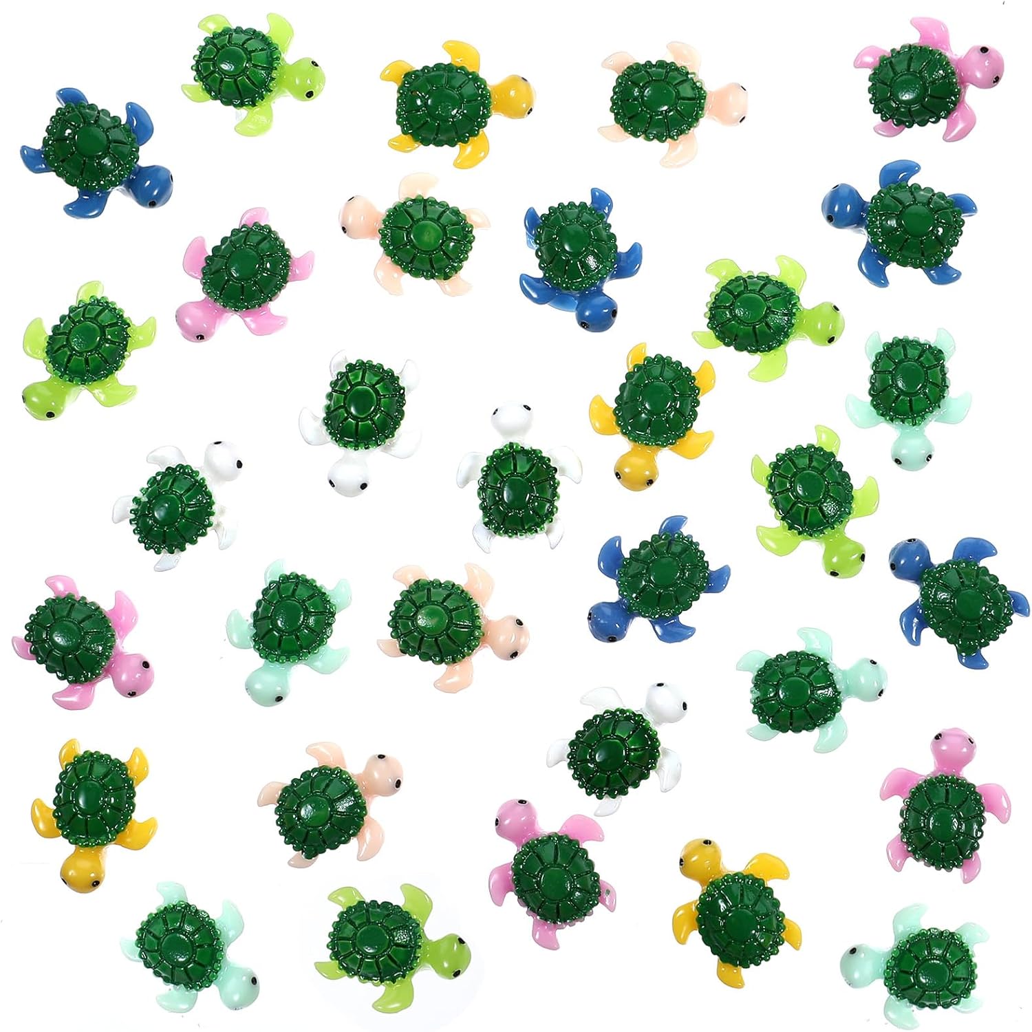 40pcs Multicolored Mini Turtle Decor, Miniature Turtles, Tortoise Miniature Figurines, Micro Landscape Decor, Resin Decoration Ocean Animals Statue for Fish Tank Garden, Aquarium, DIY Crafts
