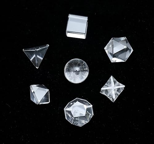 Miniatura 8 de Juego de 7 piezas de geometría de cristal sólido platónico, sólidos platónicos, piedras geométricas sagradas para meditación, reiki, equilibrio,