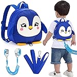 Accmor Toddler Harness Backpack Leash, Cute Penguin Kid Backpacks with Anti Lost Wrist Link, Mini Child Backpack Harness Leashes Walking Wristband Rope Travel Bag Harness Rein for Baby Girls (Blue)