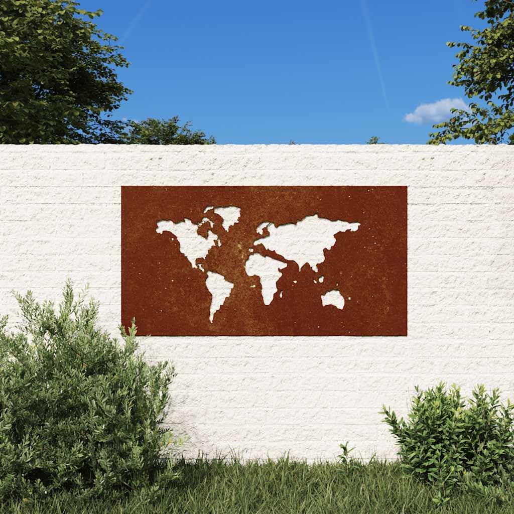 KLOVBCMF Garten Wanddeko 105x55 cm Cortenstahl Weltkarten Design Metall