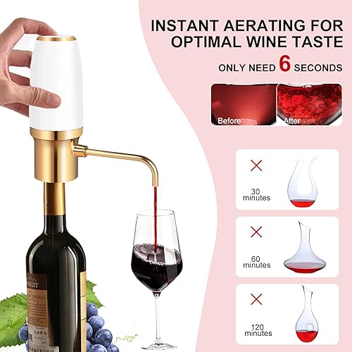 Miniatura 2 de Aireador de vino eléctrico, decantador de vino eléctrico inteligente, dispensador de aireador, vertedor de whisky, cantidad ajustable, bomba de vino