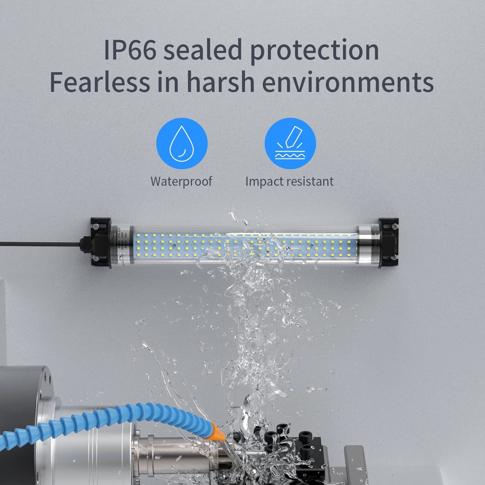 Haofy Lampada a Tubo a LED per Macchina, Lampada per Macchine Utensili Resistente Agli Urti 220V 1050LM 10W Resistente all'acqua e all'olio per Tornio
