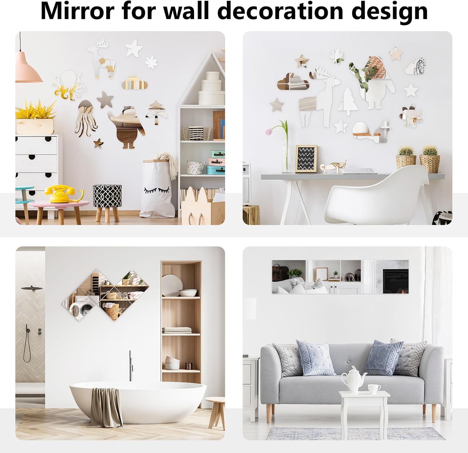 Shiftshade 12PCS Acrylic Mirror Tiles,12x12 Inch Flexible Mirror Sheet,Self Adhesive Self Cuttable Mirror Wall Stickers Non Glass Square Mirrors for Home Wall DIY Decor
