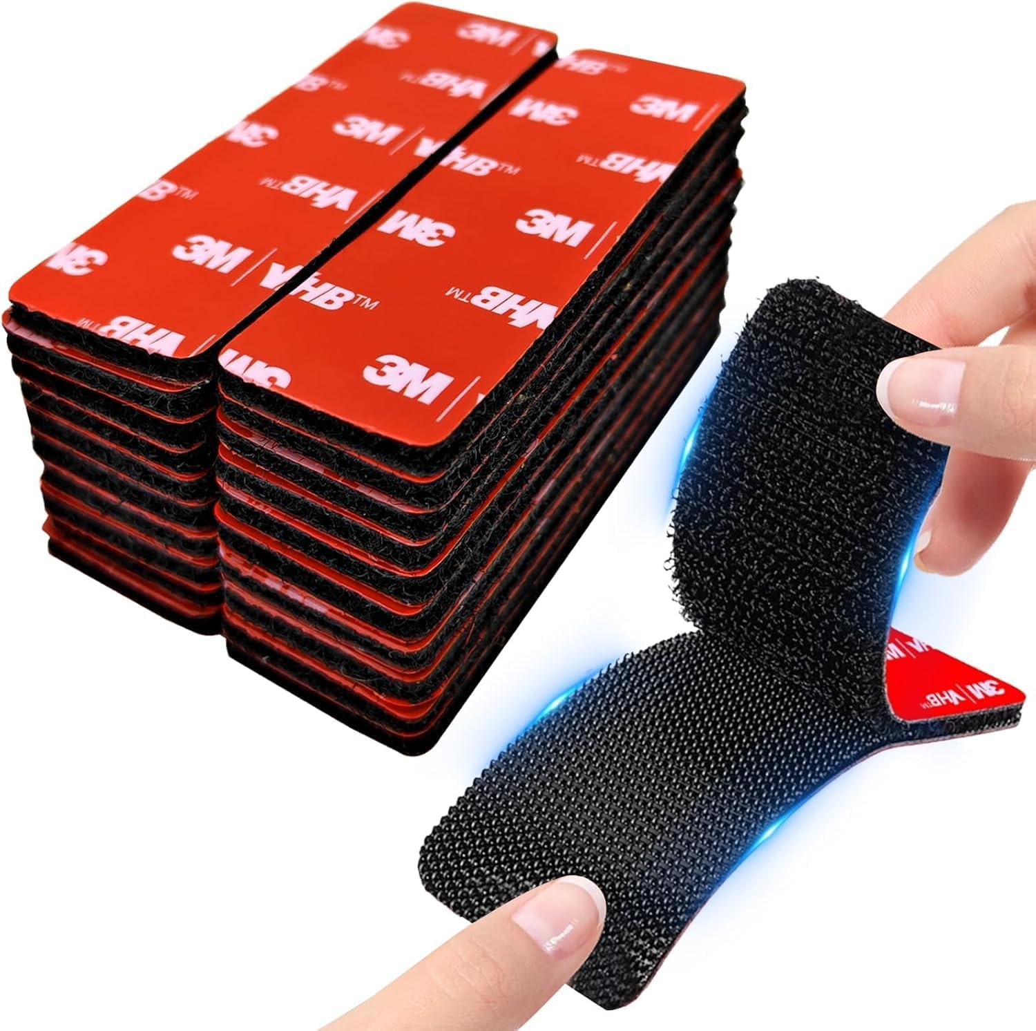 20 Sets Heavy Duty Adhesive Hook and Loop Strips, Waterproof Tape