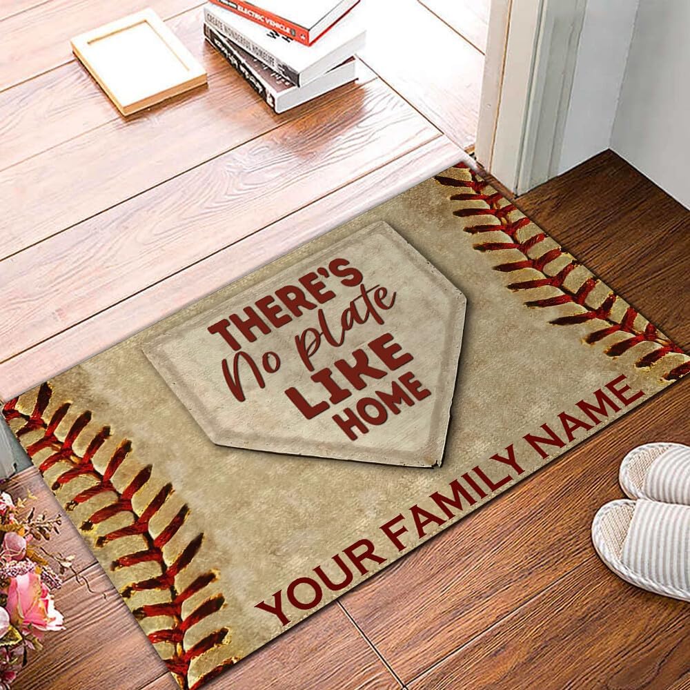 Viragil Customized Baseball Home Mat: No Plate Like Home, Decor Rug