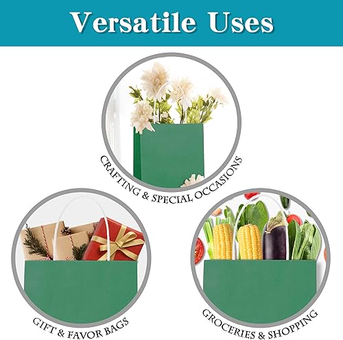 Miniatura 5 de Green Gift Bags with Handles, 25PCS 8 x 4.75 x 10 inchs, Gift Bags Medium Size for Shopping, Packaging, Wedding, Retail, Party