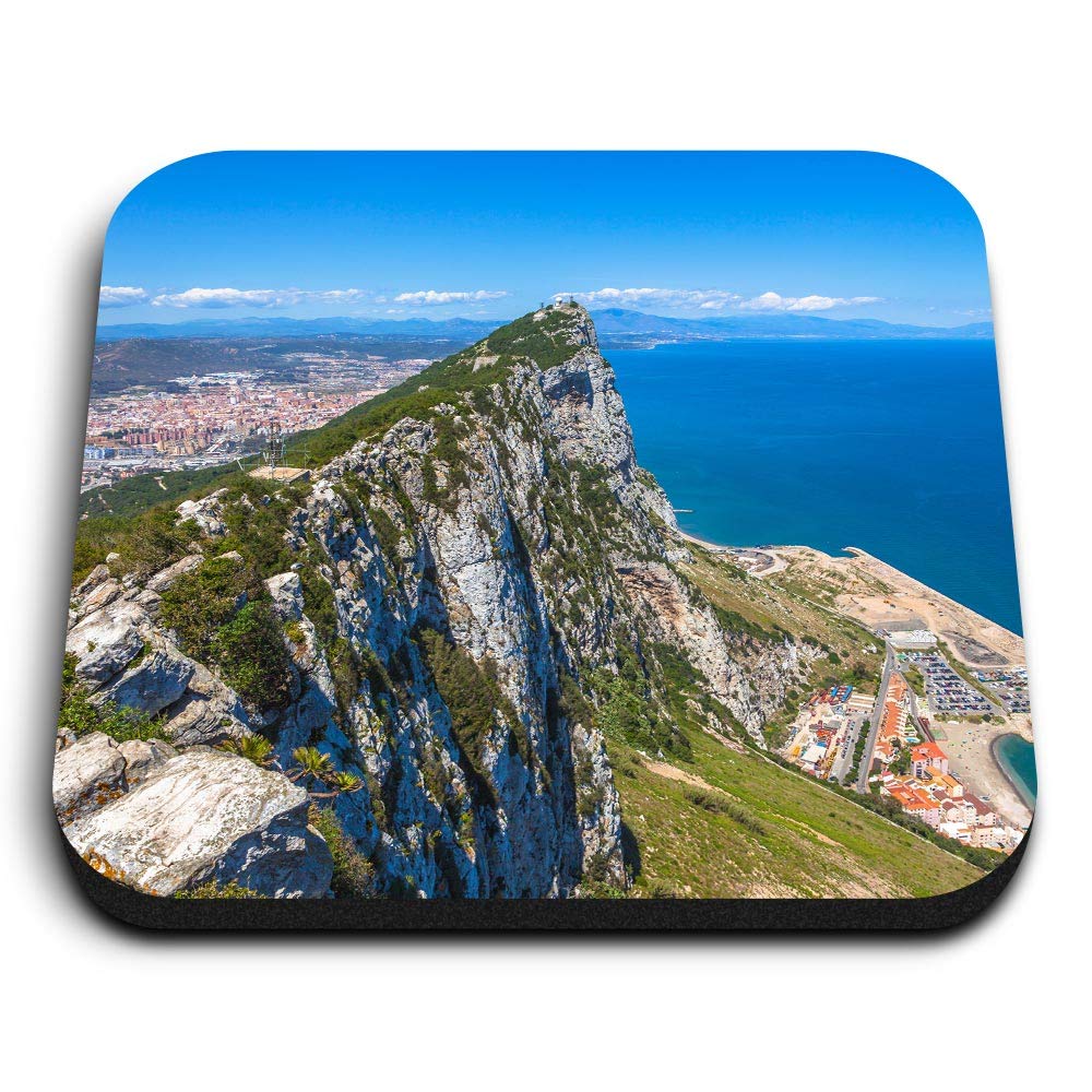 Destination Vinyl Ltd Multicolor 1 X Square Mdf Fridge Magnet - Rock Of Gibraltar Ocean Sea 12550