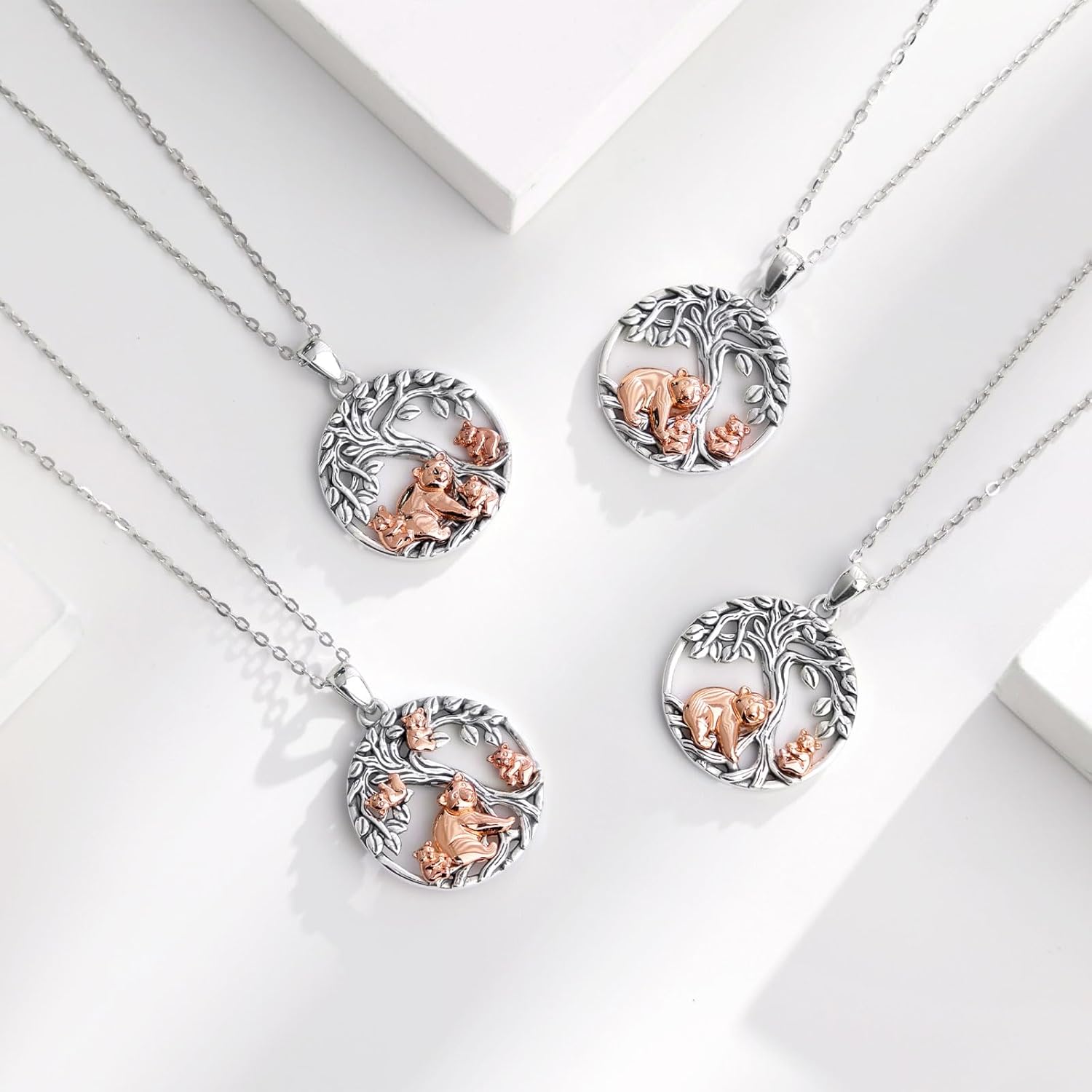 INFUSEU Cute Mama Bear Elephant Necklaces Tree of Life for Women Motherhood & Family Love Gifts - Image 5