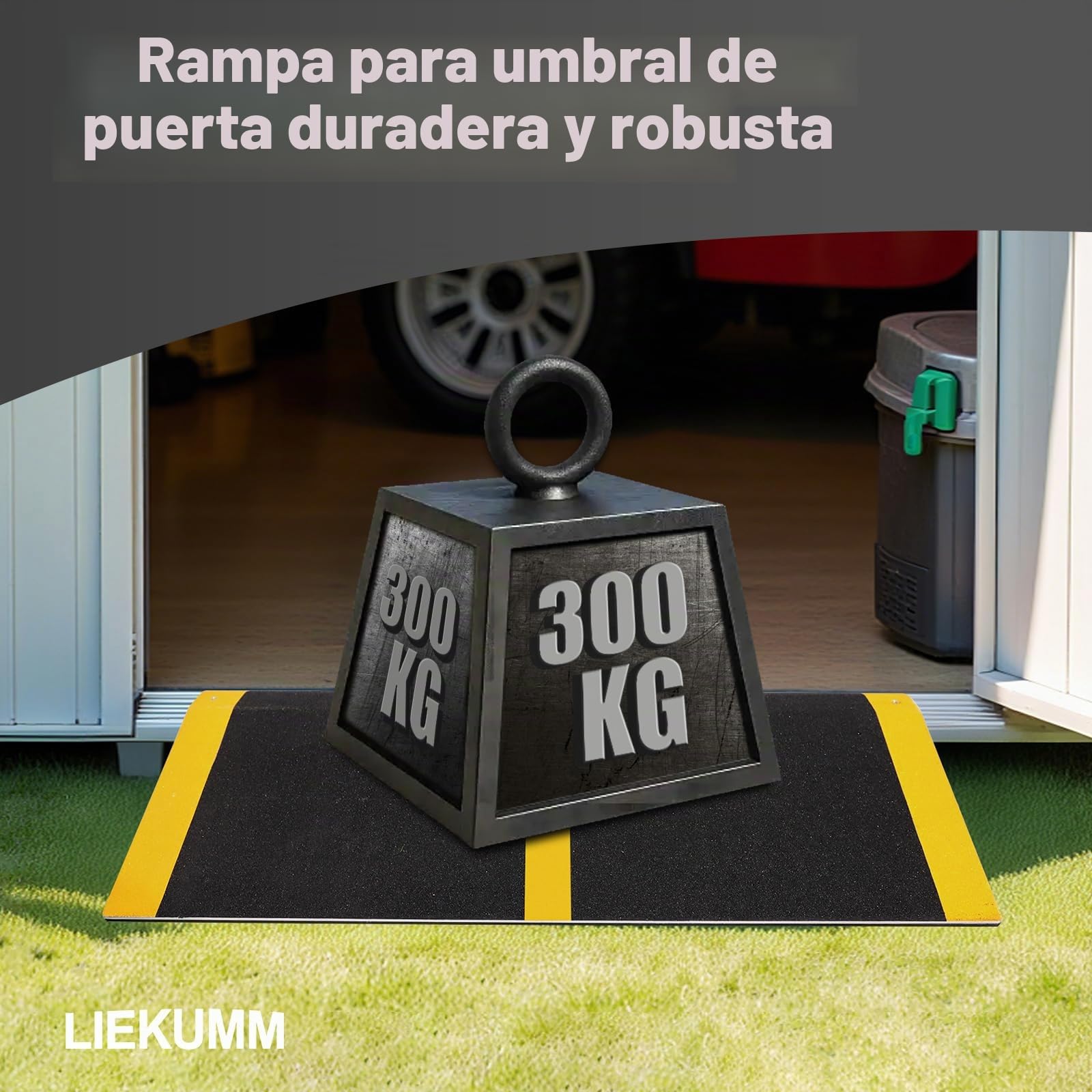 LIEKUMM Rampa de Umbral para Puerta 30x80 cm,Rampa de Aluminio Portátil con Superficie Antideslizante, Capacidad 300 kg, Rampa de Puente para Silla de Ruedas para escaleras, escalones,bordillos,Negro