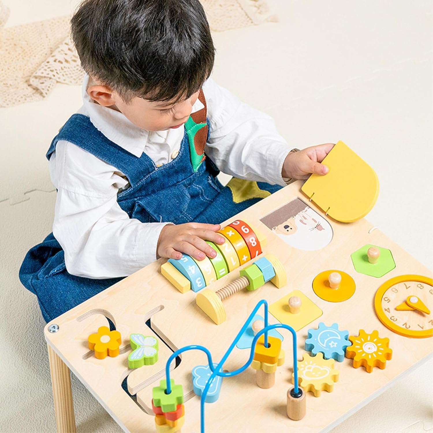 Learning Table - Educational Activity Table for Kids | with Shape Sorter and Bead Maze, Interactive Play for Boys Girls Preschool Daycare Enhancing Motor Skills, Cognitive Development and C