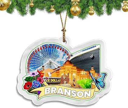 Branson Missouri USA Christmas Ornament Transparent Acrylic Double Sided Tree Decoration Pendant Travel Souvenir Tourist Collection Personalized Car Backpack Accessories -2803