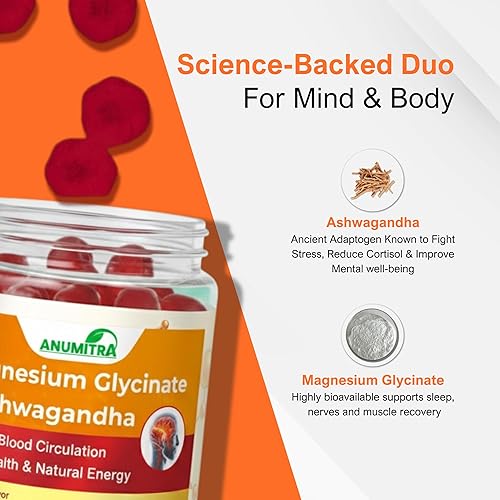 Miniatura 8 de Gomitas de glicinato de magnesio y ashwagandha  Suplemento de Ashwagandha para mujeres y hombres promueve la relajación y el bienestar sabor a