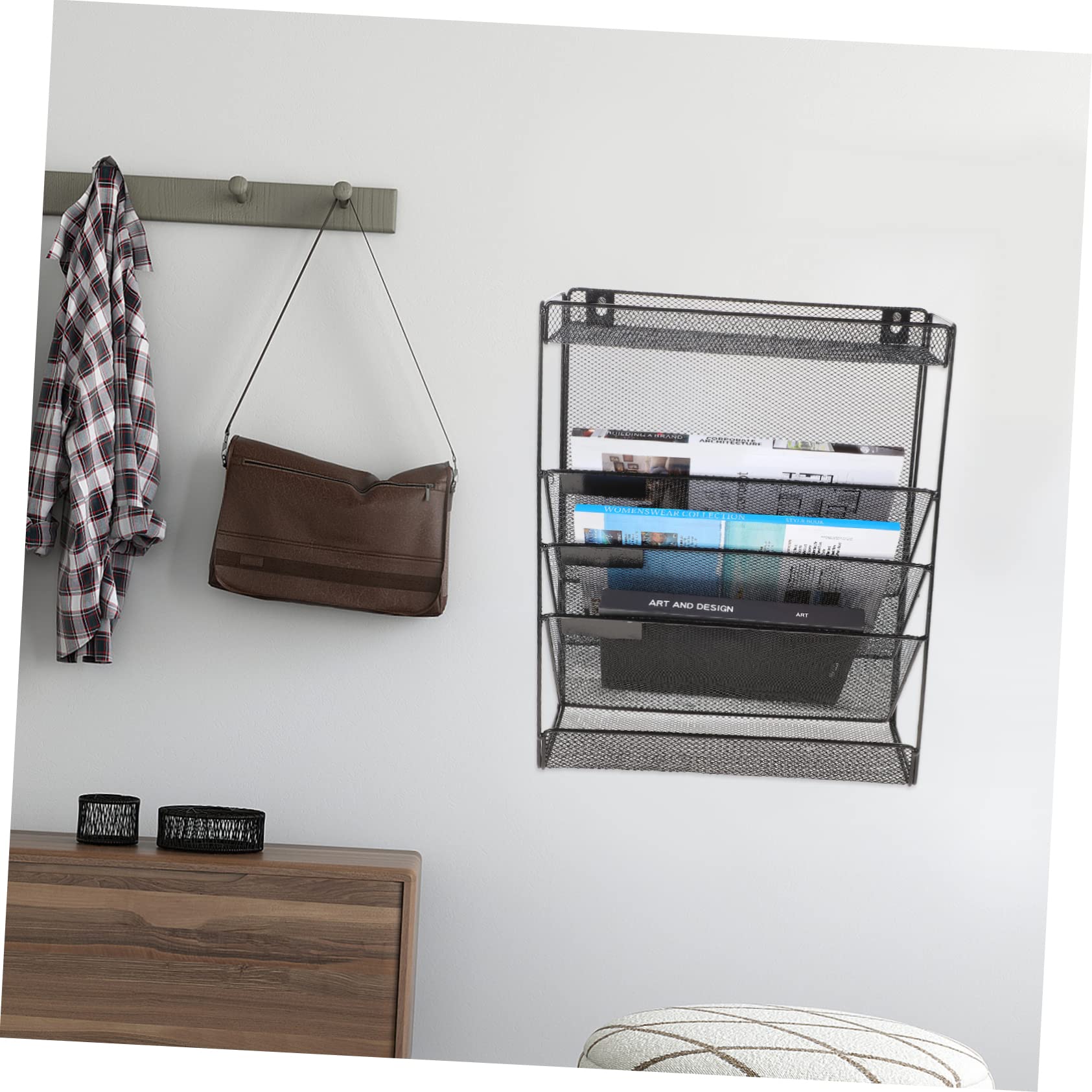 NUOBESTY Organizador De Archivos De Metal Con Diseño De Soporte Vertical Para y Revistas Estante Colgante Para Con Ganchos Para Almacenamiento De Papeleo y Material De