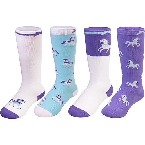 Harrison Howard Toddler Socks Christmas Gift Athletic Equestrian Socks for Children Youth Girl 4 - Pack