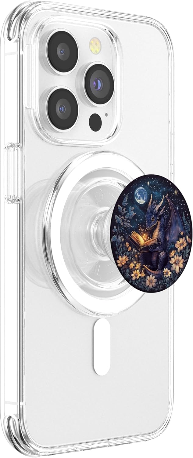 Cute Dragon Books Starry Sky Flower Bookworm Book Lover PopSockets PopGrip for MagSafe