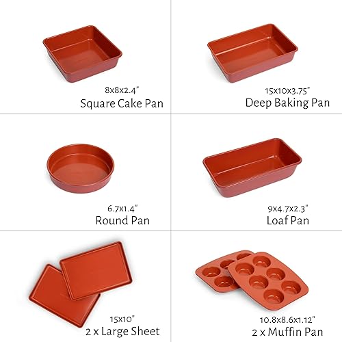 Miniatura 2 de Larder & Vine Juego de utensilios para hornear, sin PFASPFOSPTFE, acero aluminizado resistente con acabado de cerámica, incluye sartenes, molde para