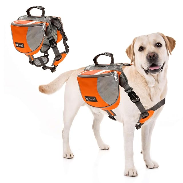 PETCUTE Mochila Arnés Chaleco para Perro,Ajustable Mochila Arnés para Perro Mascota Mediano y Grande,Mochila…