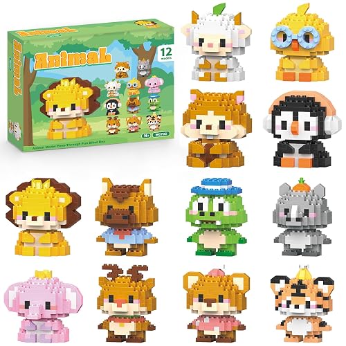 APENGBAOL 12 Pack Animals Building Block Sets,Micro Mini Animals Party Favors for Kids, Birthday Gift for Boy Girl(1,691 Pieces)