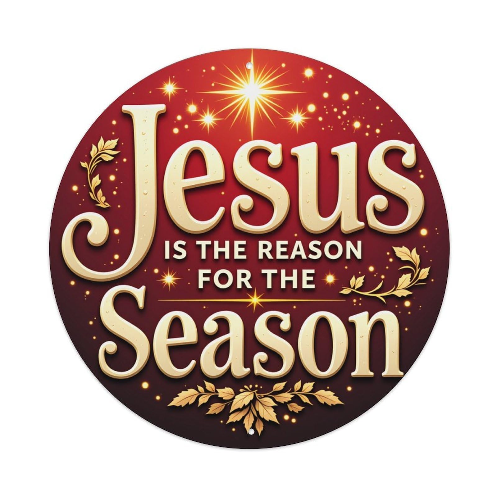 Jesus Is The Reason For The Season Round Tin Sign Vintage Metal Poster, Home Bar Garage Man Cave Cafe Indoor & Outdoor Wall Decoration 8x8Inches