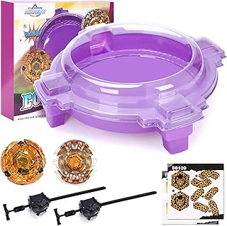 Bey Battling Top Stadium Blade Battle Set, 2 Metal Fusion Spinning Tops 2 Launchers 1 Arena Combat Game, Toy Gift for Kids Boys Ages 6+Purple