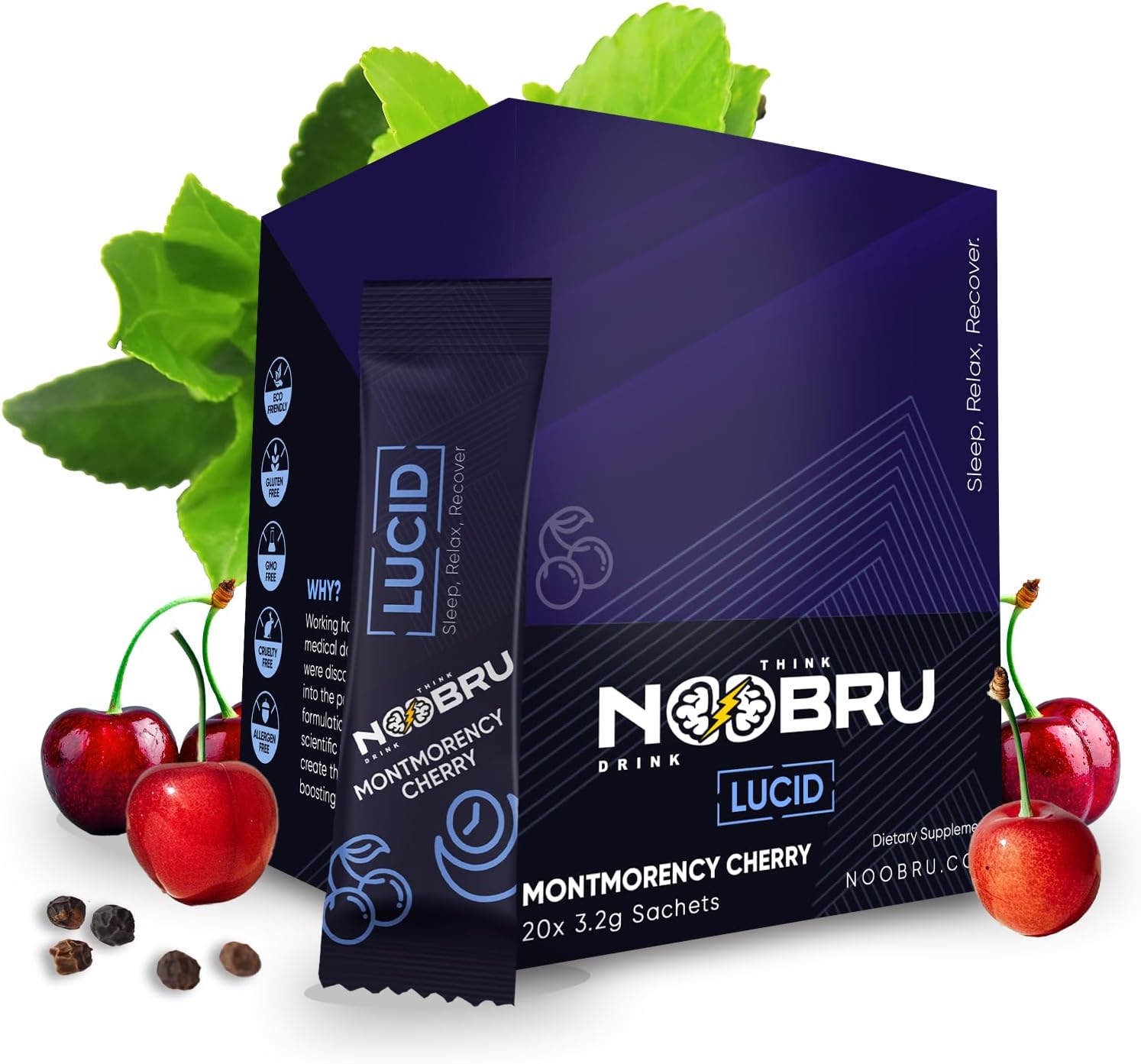 Lucid Nootropic Sleep Powder Drink for Deep Quality Dream Sleep with Magnesium, Ashwagandha, Valerian, Lemon Balm and Vitamin D for Deep, Quality Sleep, Stress and Restoration.