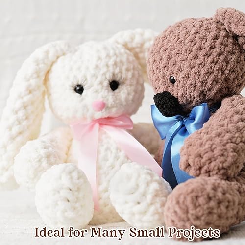 Miniatura 5 de Xinnun Hilo de felpa de 12 madejas, hilo de felpilla grueso, hilo de terciopelo suave para tejer, bricolaje y manualidades, longitud total de 1116