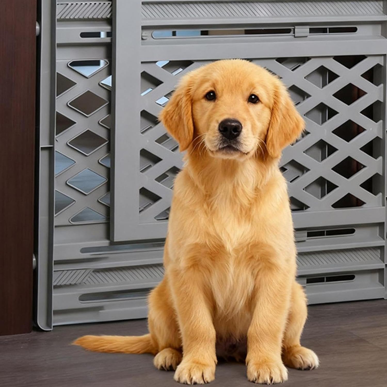 Ｃｕｔｉｃａｔｅ 引き込み式犬用ゲート 子犬用バリア 頑丈なストッパーガード 囲い部屋/廊下フェンス仕切り ペットフェンス デッキ階