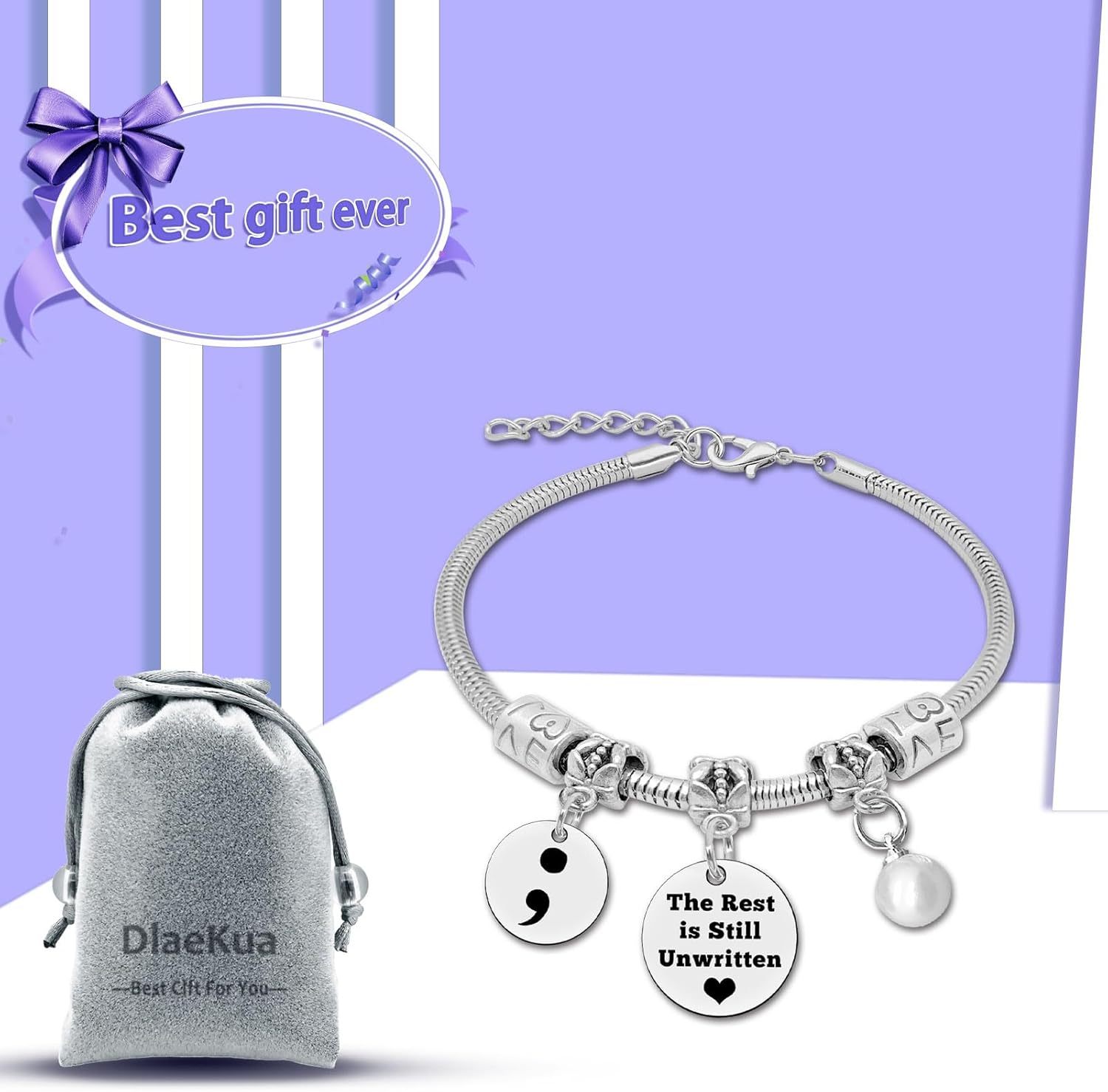 Mental Health Gifts Mental Health Awareness Bracelets for Women Friends Suicide Prevention Awareness Gift Bracelets Jewelry Semicolon Gift for Women Inspirational Motivational Gifts Positivity Present for Friends - Image 4