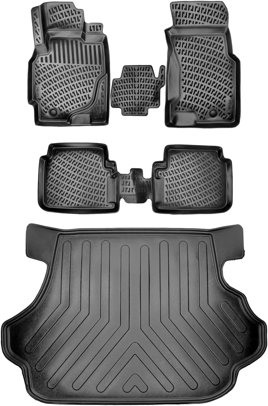 Floor Mats & Cargo Liner fits Honda CR-V 1995-2001, Custom Fit All-Weather TPE Floor Liners, 3D Laser Measured, Waterproof, Durable, Black (Front, Rear & Cargo Set)