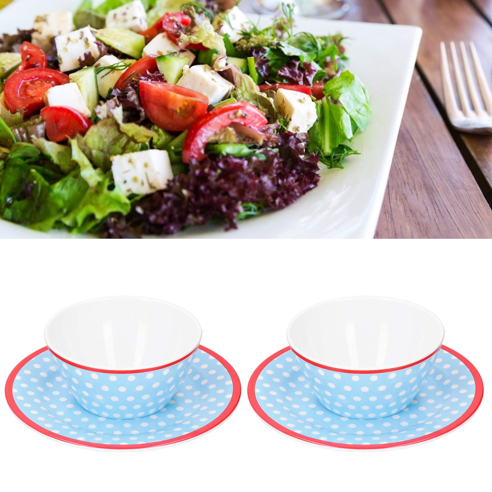 Natudeco 4Pcs Dinnerware Set Salad Fruit Plate Dish Bowl Set Reusable Serving Bowls for Dessert Fruit Snacks