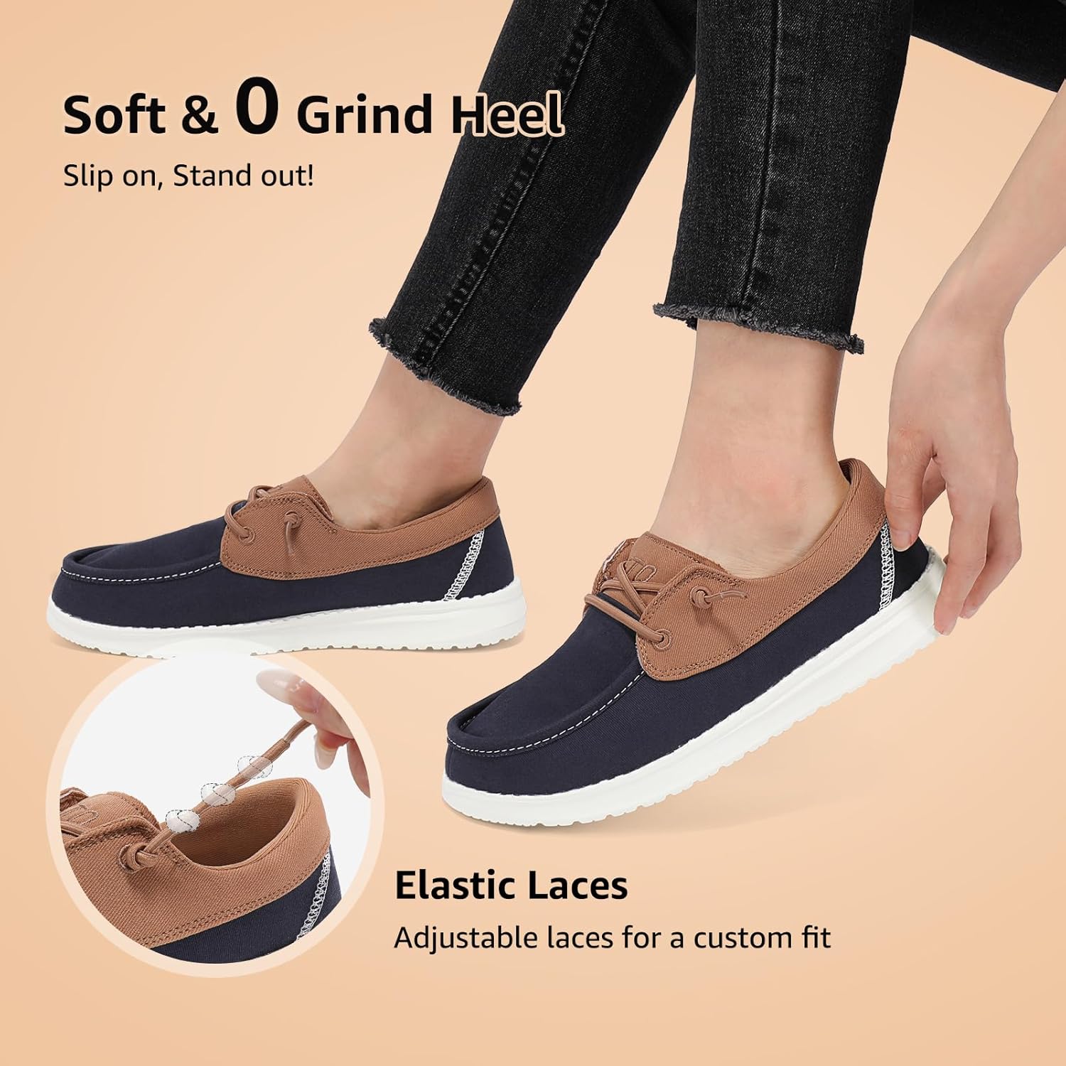 STQ Women Boat Shoes with Orthopedic Insole Slip On Business Casual Shoe for Plantar Fasciitis Lightweight Canvas Loafer - Image 6