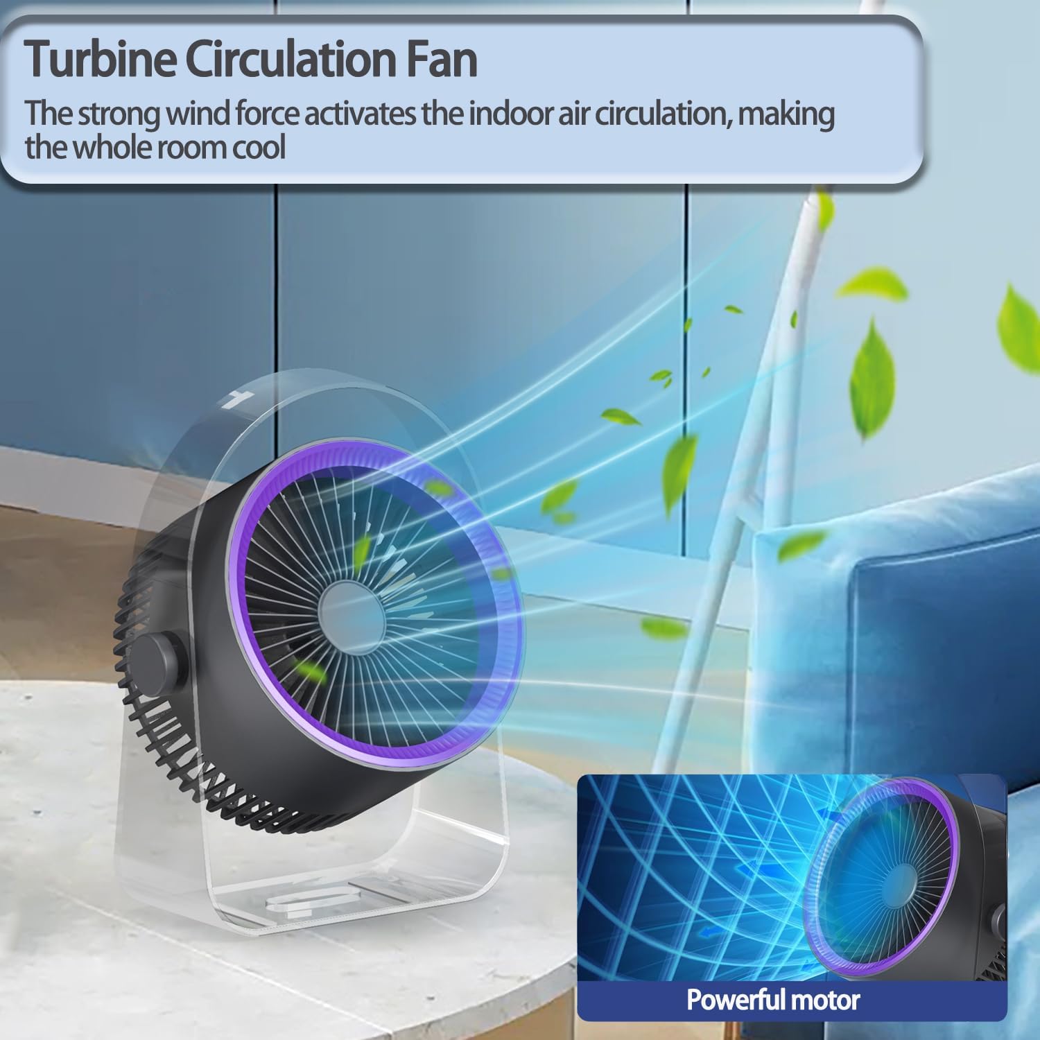 2025 New Small Desk Fan with Remote Control,3-Speed Bedroom Fan with 2000mAh Battery,Quiet Portable Fan 360 Rotation,Desktop Fans For Office Dorm Room Home,Translucent (Beige)
