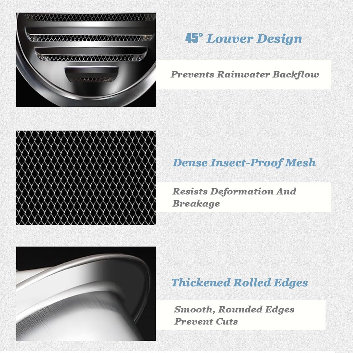 Wall Vent Cover Air Vents 304 Stainless Steel Dryer Vent Covers 2in 3in 4in 6in 7in 12in Rust-Proof Round Chimney Cap Soffit Vents for Home Bathroom Exterior Exhaust(250mm/9.84in)