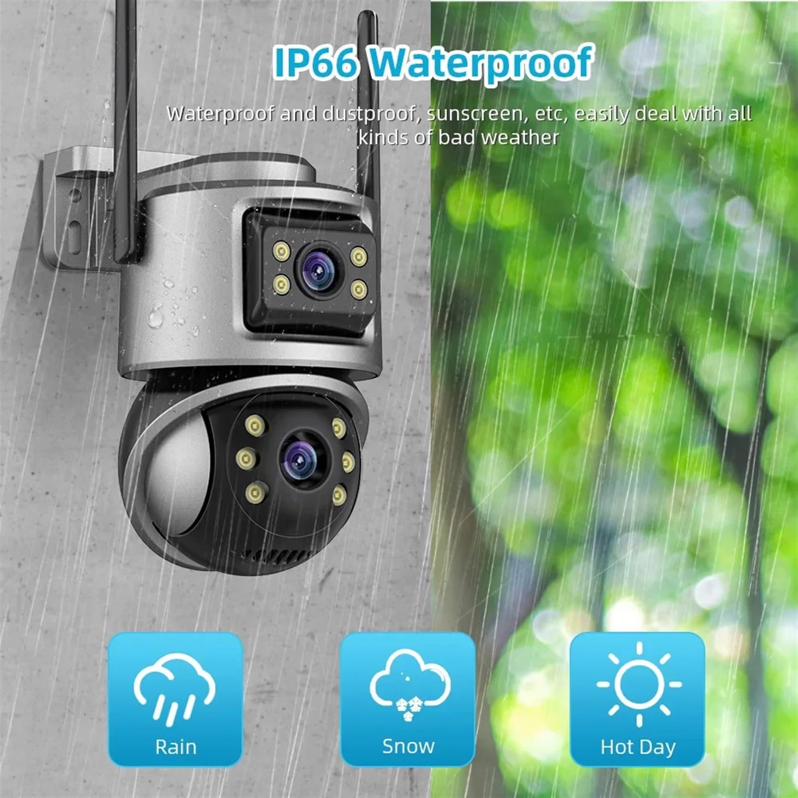 Kamera Dzwonkowa, 4K 8MP HD kamera PTZ zewnętrzna 6MP podwójny obiektyw podwójny ekran AI automatyczne śledzenie kamera IP CCTV nadzór audio-wideo(3K 6MP add 64G)