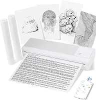 Impressora térmica portátil, impressora móvel Bluetooth sem tinta para telefone e laptop, impressora de viagem compacta sem fio para documentos e recibos A4, com bateria de 2000 mAh (2 rolos de papel