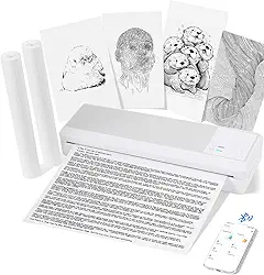 Impressora térmica portátil, impressora móvel Bluetooth sem tinta para telefone e laptop, impressora de viagem compacta sem fio para documentos e recibos A4, com bateria de 2000 mAh (2 rolos de papel