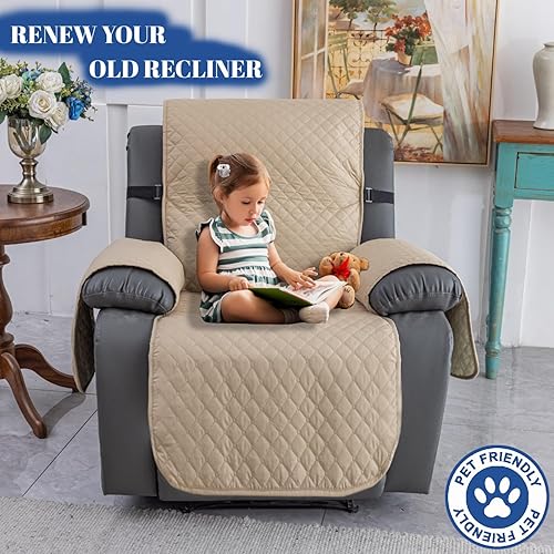 Vista 153 de XINEAGE Funda reclinable resistente al agua, fundas para sofá reclinable de 3 asientos con bolsillos, funda protectora acolchada gruesa para perros