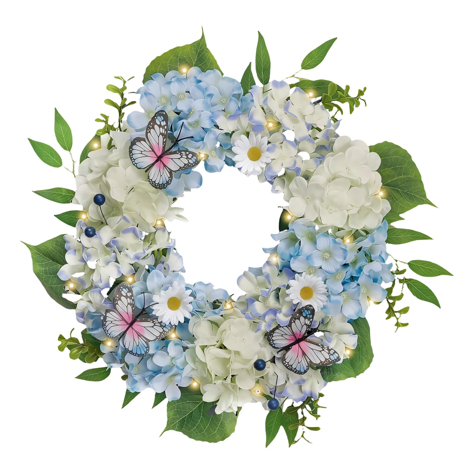JSGHGDF Artificial Flower with Leaves Realistic Flower Wreath Wedding Decoration for Front Door Window Farmhouses Hanging Wreath