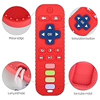 Vista 3 de Chuya Mordedores de Control Remoto de Silicona para Bebé, Juguetes de Dentición en Forma de Control Remoto de TV Rojo