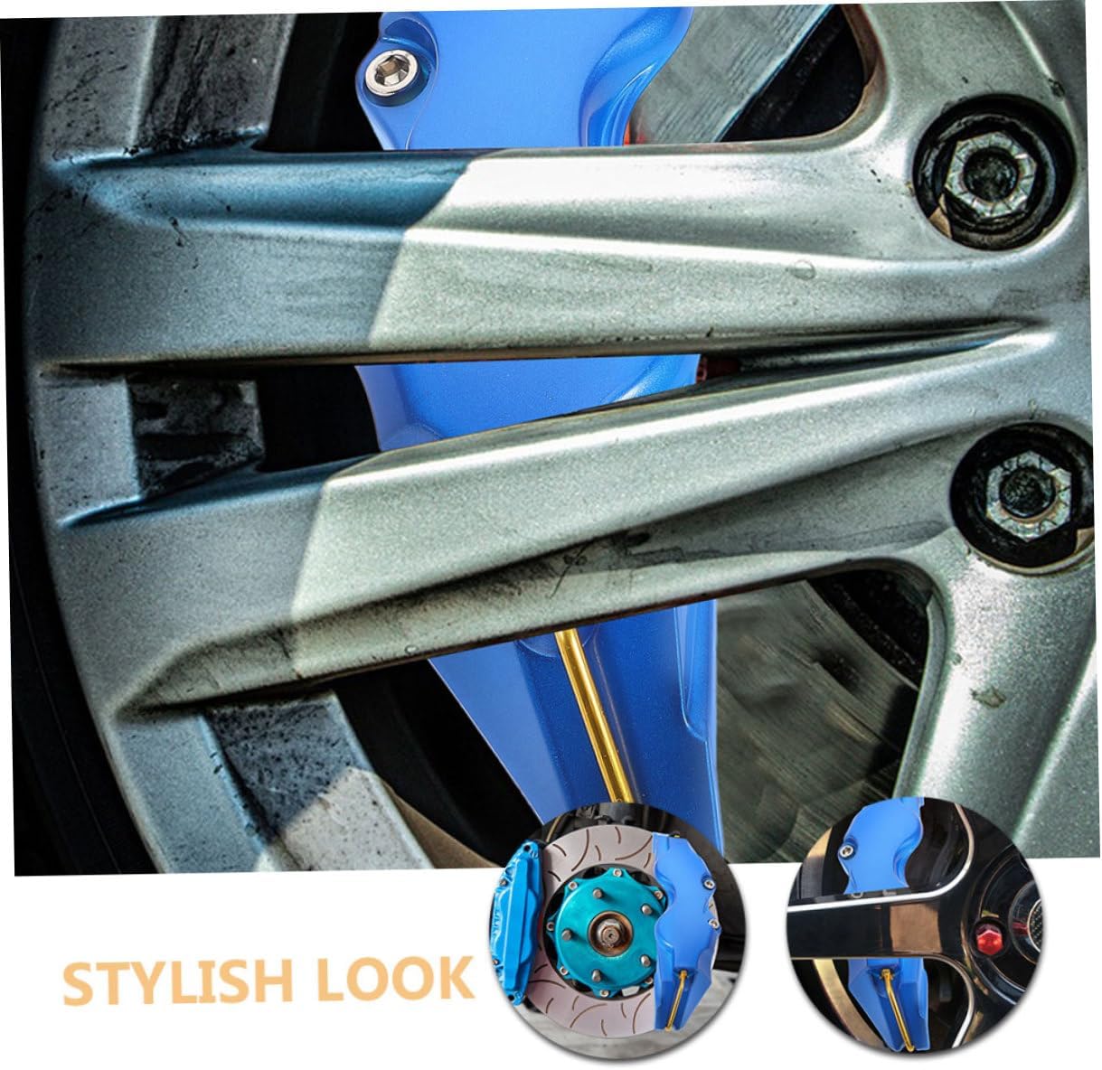 1 Pair Car Brake Caliper Cover Durable Protector for Wheel Hub Easy Installation Wide Compatibility DIY Look Robust Construction