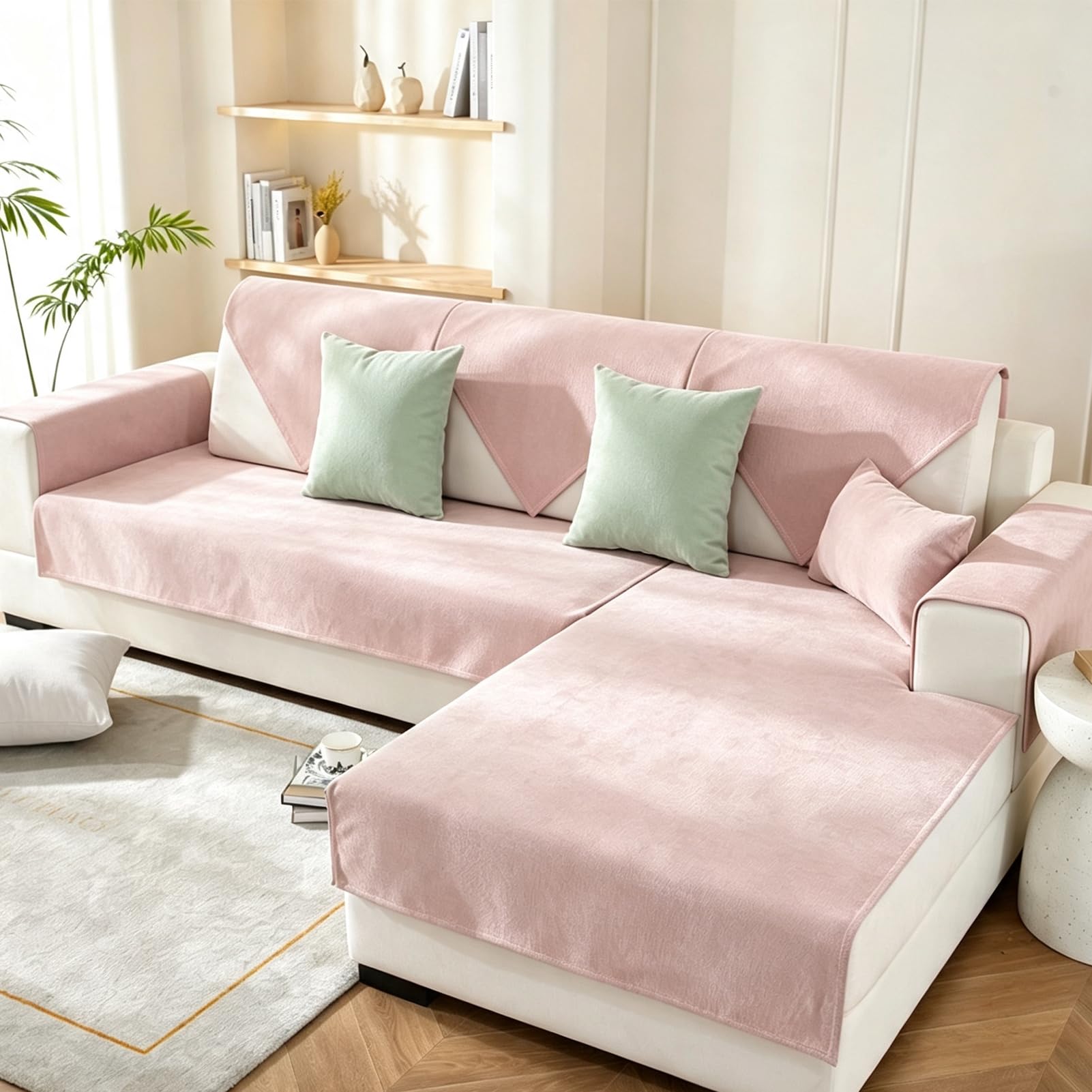 Générique Housse De Canapé Imperméable Confortable,Étui De Protection Antidérapante Anti-Griffures,Adaptée Aux Chiens Et Aux Chats,Couverture Lavable pour Canapés d'angle en U/L,Rose,120x180cm